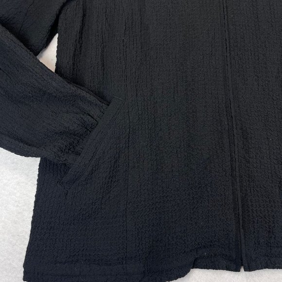 ORVIS Womens L Black Stretch Zip Up Pockets Searsucker Jacket Sweater - Picture 4 of 10
